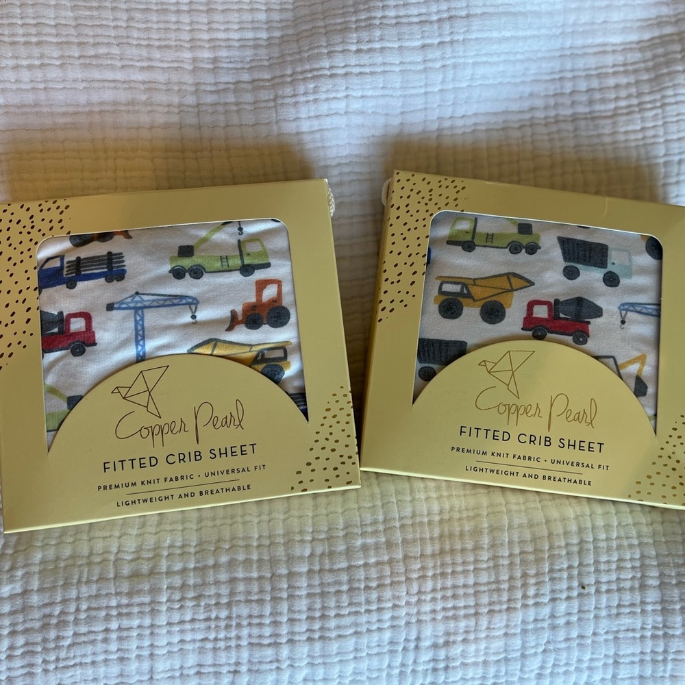 Two Copper Pearl Crib Sheets in Diesel print